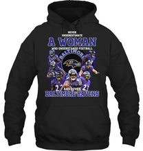 Load image into Gallery viewer, Woman Loves American Football And Baltimore Ravens Gift For Fans Hoodie