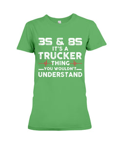 3S And 8S Trucker Lovers Black T-Shirt Ladies Tee