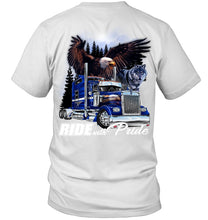 Load image into Gallery viewer, Ride With Pride Wolf Truck Black T-Shirt Guys V-Neck