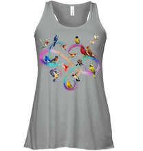 Load image into Gallery viewer, Bird Colorful Infinity Sign Ladies Flowy Tank