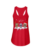 Load image into Gallery viewer, Merry Christmas Three Skulls Christmas T-Shirt Gift Ladies Flowy Tank
