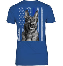 Load image into Gallery viewer, German Shepherd American Flag Veteran Brave Dog Ladies Tee