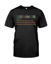Load image into Gallery viewer, Louisiana Girl Knows More Than She Says Funny T-Shirt Guys V-Neck