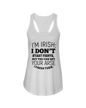 Load image into Gallery viewer, I'm Irish I Don't Start Fights For Irish Men Ladies Flowy Tank