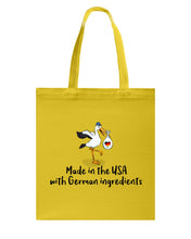 Load image into Gallery viewer, Made In The Usa With German Ingredients Tee Basketweave Tote Bag