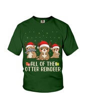 Load image into Gallery viewer, Merry Ottermas All Of The Otter Reindeer Black T-Shirt Youth Tee