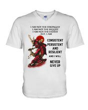 Load image into Gallery viewer, Samurai Consistent Persistent Resilient Quote T-Shirt Guys V-Neck