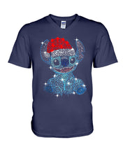 Load image into Gallery viewer, Merry Christmas Stitch Gift For Fans T-Shirt Guys V-Neck