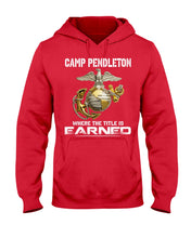 Load image into Gallery viewer, Camp Pendleton Earned Black T-Shirt Hoodie