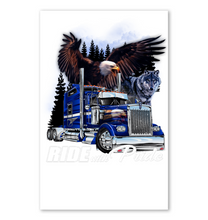 Load image into Gallery viewer, Ride With Pride Wolf Truck Black T-Shirt Vertical Poster