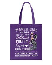 Load image into Gallery viewer, Tattoos Pretty Eyes Gift For March Girl T-Shirt Basketweave Tote Bag