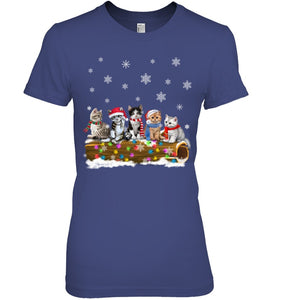 Cat - Trunk Snow Xmas Black T-Shirt Ladies Tee