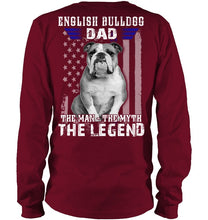 Load image into Gallery viewer, English Bulldog  - The Man - The Myth - The Legend Black T-Shirt Unisex Long Sleeve