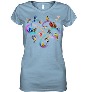 Bird Colorful Infinity Sign Ladies V-Neck