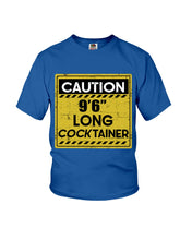 Load image into Gallery viewer, Caution 9&#39;6&#39;&#39; Long Cocktainer Black T-Shirt Youth Tee