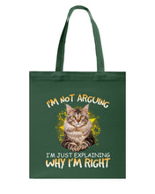 Load image into Gallery viewer, Cat Lovers T-Shirt Not Arguing Just Explaining Basketweave Tote Bag