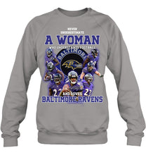 Load image into Gallery viewer, Woman Loves American Football And Baltimore Ravens Gift For Fans Sweatshirt