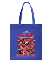 Load image into Gallery viewer, A Woman Loves Georgia Bulldogs Custom Tee Basketweave Tote Bag