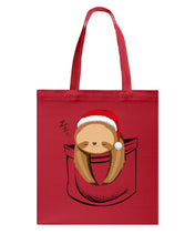 Load image into Gallery viewer, Pocket Slothmas Christmas Gift Funny T-Shirt Basketweave Tote Bag