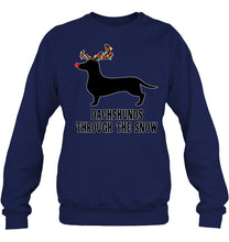 Load image into Gallery viewer, Dachshund Reindeer Through The Snow Christmas Gift Shirt Sweatshirt