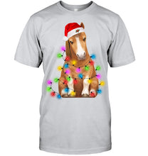 Load image into Gallery viewer, Horse Lights Christmas Gift Guys Tee