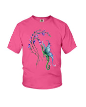 Load image into Gallery viewer, Dragon With Butterfly Wings Dragon Flowers Youth Tee