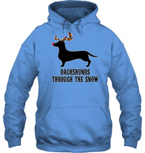 Load image into Gallery viewer, Dachshund Reindeer Through The Snow Christmas Gift Shirt Hoodie
