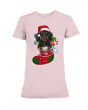 Load image into Gallery viewer, Dachshund In A Sock Christmas Cute Gift For Dachshunds Lovers Ladies Tee