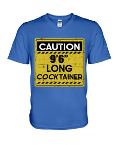 Caution 9'6'' Long Cocktainer Black T-Shirt Guys V-Neck