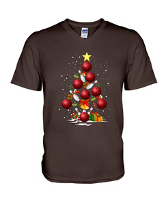 Bowling   Bowling Christmas Tree Christmas T-Shirt Guys V-Neck