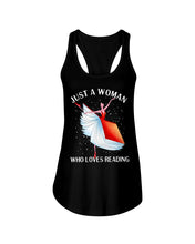 Load image into Gallery viewer, Just A Woman Loves Dancing And Reading Books Ladies Flowy Tank