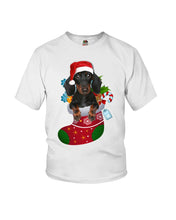 Load image into Gallery viewer, Dachshund In A Sock Christmas Cute Gift For Dachshunds Lovers Youth Tee
