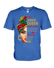 Load image into Gallery viewer, January Queen 3 Sides Horoscopes T-Shirt Guys V-Neck