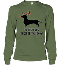 Load image into Gallery viewer, Dachshund Reindeer Through The Snow Christmas Gift Shirt Unisex Long Sleeve