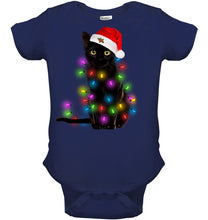 Load image into Gallery viewer, Cat Merry And Bright New Baby Onesie