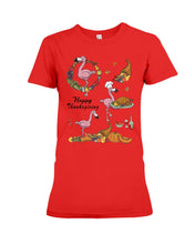 Load image into Gallery viewer, Flamingo Happy Thanksgiving Ladies Tee