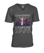 Load image into Gallery viewer, Game Of Throne Autograph 8 Years Anniversary T-Shirtr Guys V-Neck