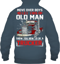 Load image into Gallery viewer, Old Trucker Move Over Boys Black T-Shirt Hoodie