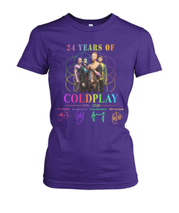 24 Years Of Coldplay Black T-Shirt Ladies Tee