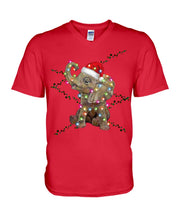 Load image into Gallery viewer, Elephant Color Light Christmas Gift Tee Guys V-Neck