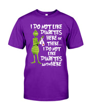 Load image into Gallery viewer, Grinch Funny Quote Don't Like Diabetes Christmas Tee Guys Tee