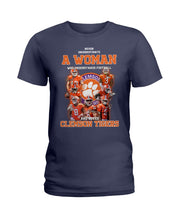 Load image into Gallery viewer, A Woman Loves Clemson Tigers Gift For Fans T-Shirt Ladies Tee