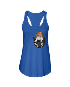 Beagle In The Pocket Funny T-Shirt Ladies Flowy Tank