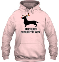 Load image into Gallery viewer, Dachshund Reindeer Through The Snow Christmas Gift Shirt Hoodie