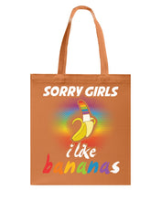 Load image into Gallery viewer, Sorry Girrls I Like Bananas Funny Tee Gift Basketweave Tote Bag