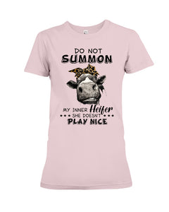 My Inner Heifer Doesn't Play Nice Funny Quote T-Shirt Ladies Tee