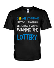 Load image into Gallery viewer, Down Syndrome Lottery Black T-Shirt Gift Guys V-Neck