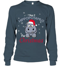 Load image into Gallery viewer, I Want A Hippopotamus For Christmas Shirt Unisex Long Sleeve