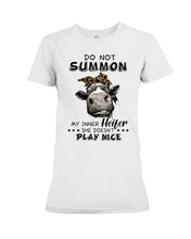 Load image into Gallery viewer, My Inner Heifer Doesn&#39;t Play Nice Funny Quote T-Shirt Ladies Tee