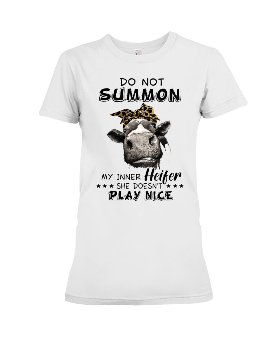 My Inner Heifer Doesn't Play Nice Funny Quote T-Shirt Ladies Tee